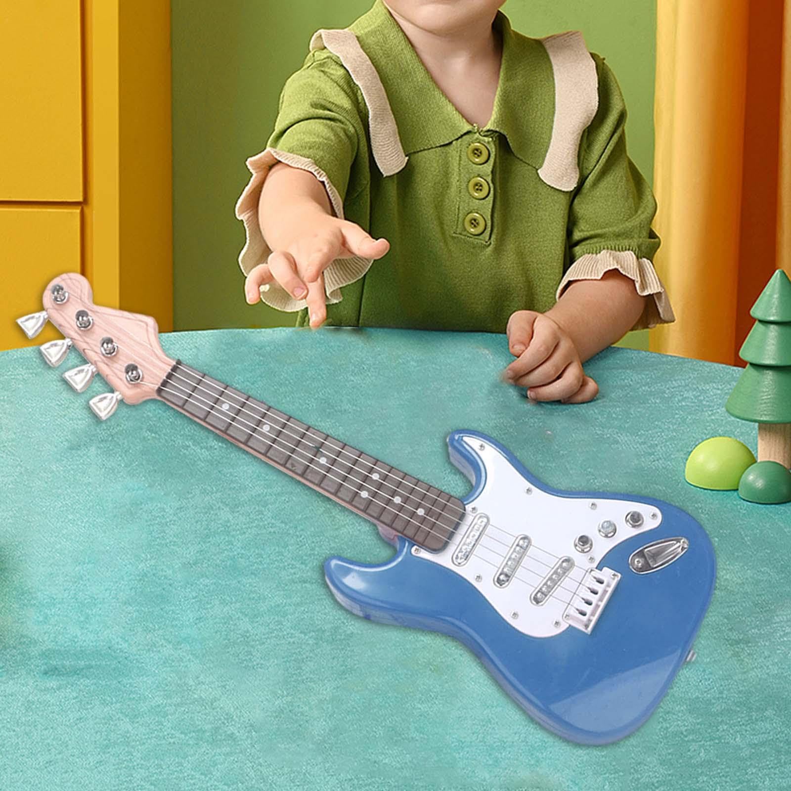 Zestaw 3 gitar elektrycznych dla dzieci, 4 struny, mała gitara dla dziewczynek, dzieci, prezent urodzinowy, niebieska, 42 cm