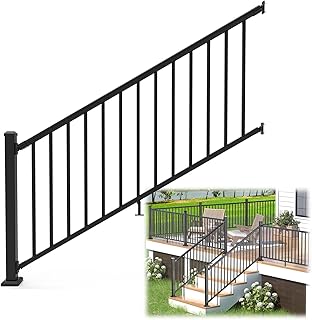 36 in. H x 6 ft. W Porch and Deck Railing Kit, Aluminum Stair Railing Ki...