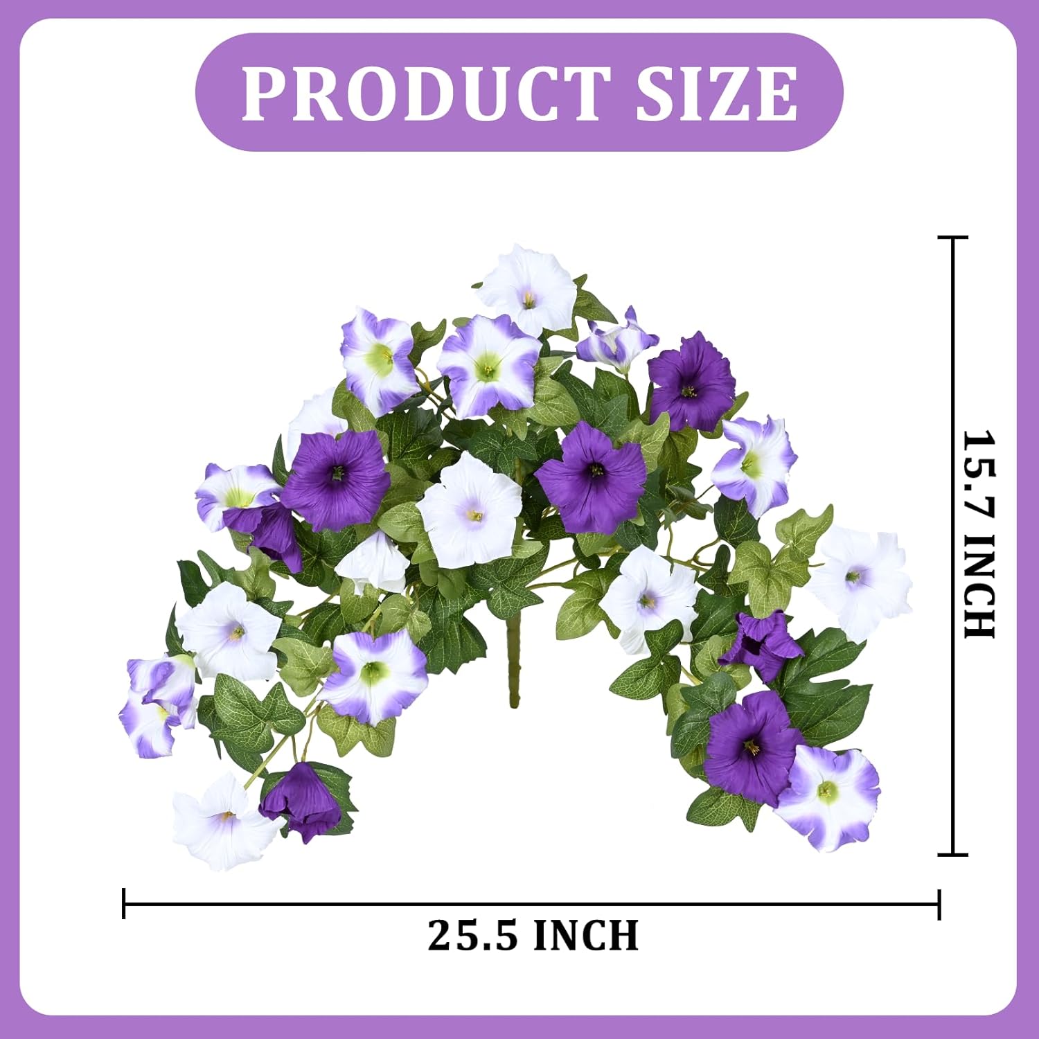 Waipfaru Artificial Flowers for Outdoors, 2Pcs Artificial Petunias UV Resistant Realistic Silk Petunias Fake Flowers for Indoor Outdoor Planters Home Garden Yard Porch Balcony Window Decor, Purple - Image 2
