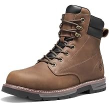 NINGO Steel Toe Work Boots for Men, Water Resistant Crazy Horse Leather Safety Construction Boots, Comfortable Lightweight Non Slip Work Shoes with EH Protection Arch Support for Industrial Warehouse