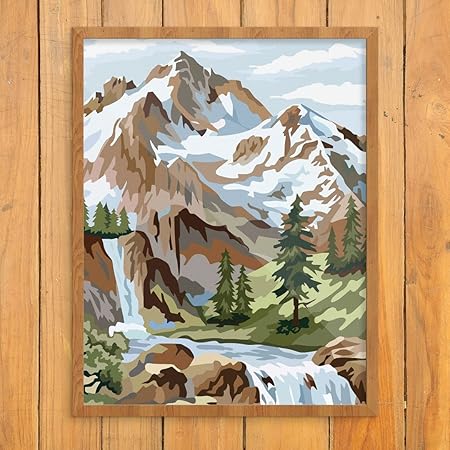 amazon com paint by number style snowy mountain scene print not a paint by number kit posters prints