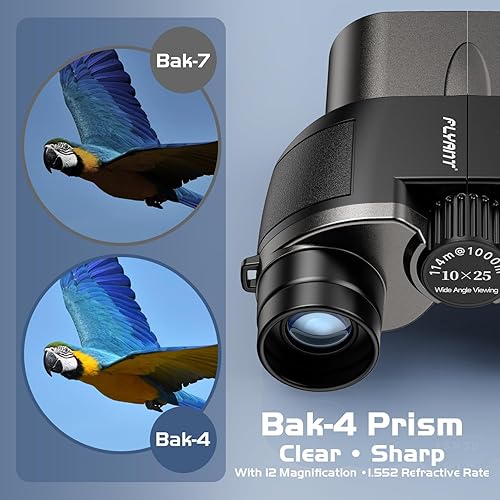 Miniatura 4 de Prismáticos de alta potencia de 12 x 25 para adultos, prismáticos compactos con visión clara de poca luz, fácil enfoque, binoculares pequeños