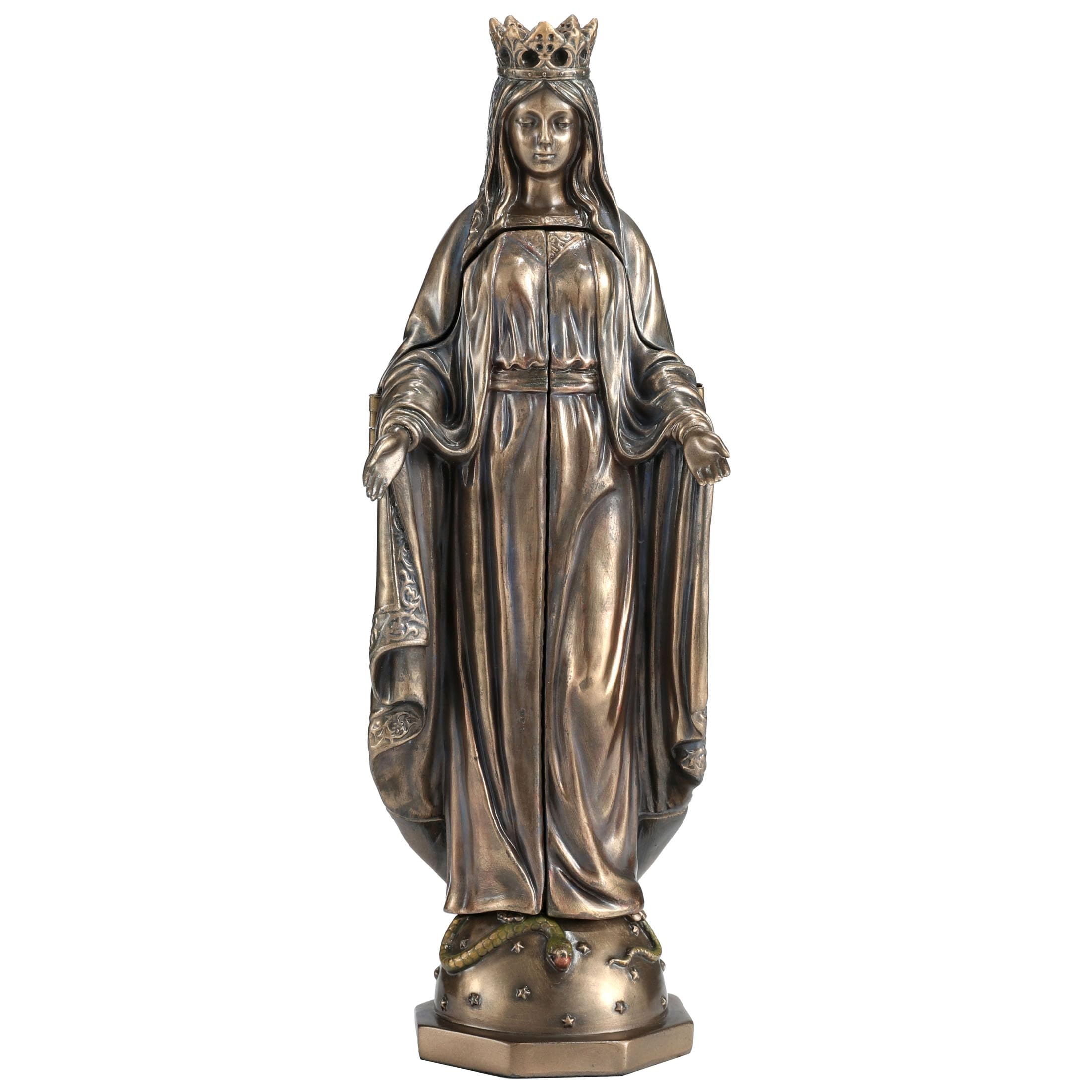 Veronese Design Estatua de Resina de 8 1/8 Pulgadas de Dama de Gracia con políptico, Escultura de Pieta, Acabado de Bronce Fundido en frío