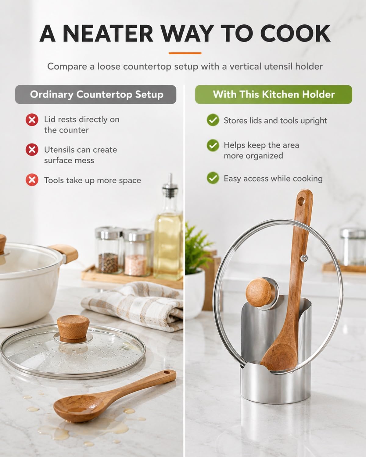 Soporte for utensilios de cocina de acero inoxidable 304 engrosado