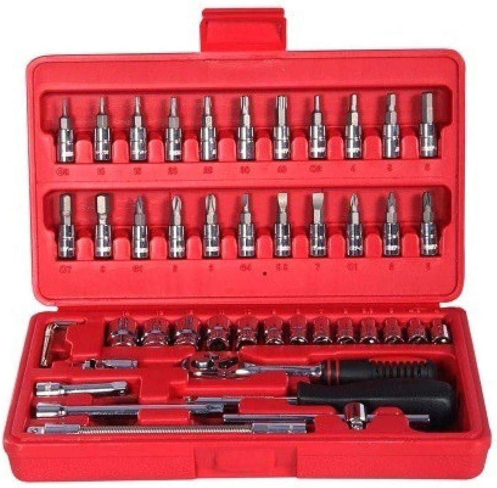Generic Force 2462 1/4 Inch Socket Combination Set Diy Repair Tool Kit (46-Pieces)