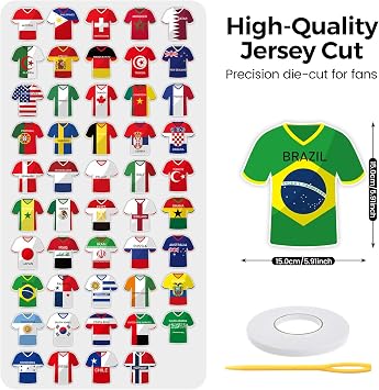 2026 World Soccer Jersey Flag Bunting Banner 49 Pcs - International Country String Flags Garland for Stadium Watch Parties, Sports Bar & Outdoor Celebrations, Fan Merchandise Decoration