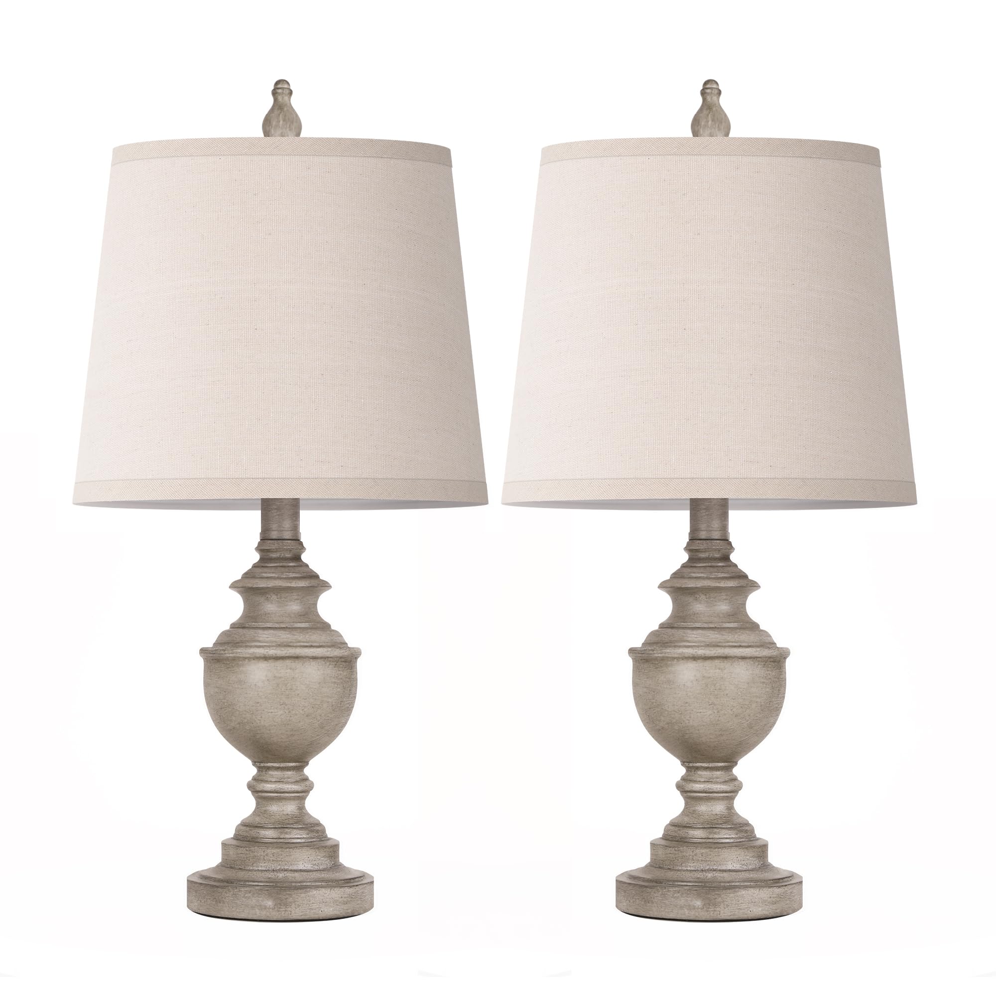PARTPHONER Lot de 2 lampes de table blanches (ampoules LED incluses) (gris antique)