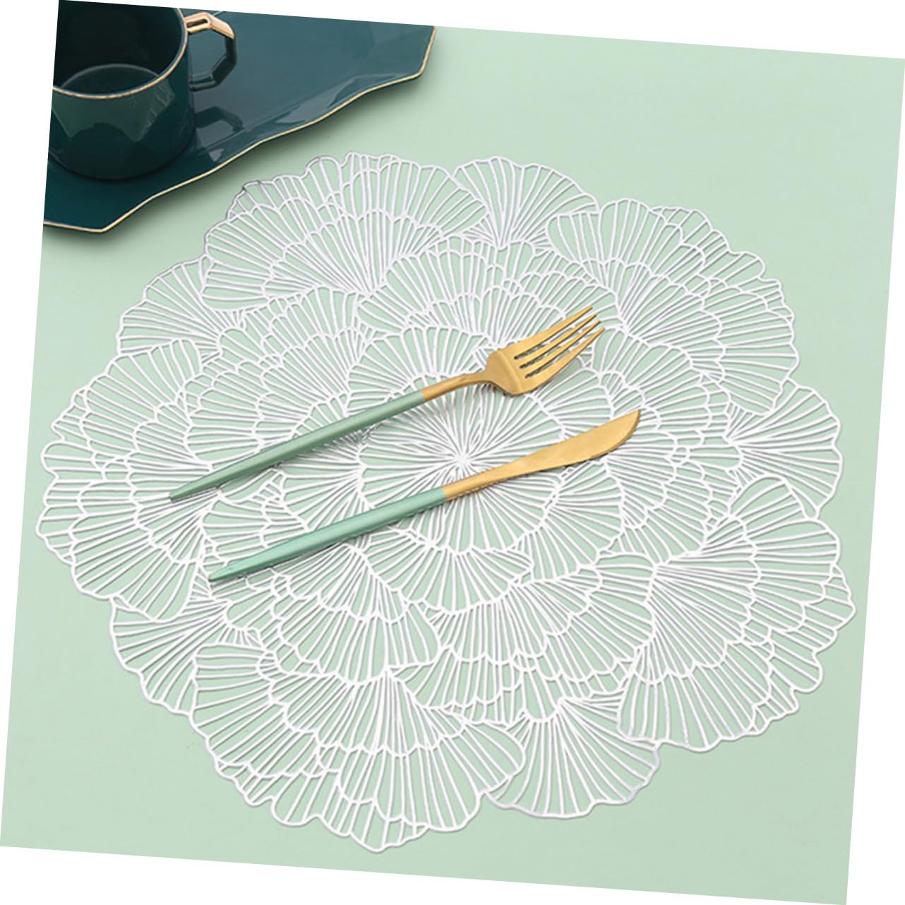 12piezas Manteles Individuales Antideslizantes Resistentes Al Diseño Ginkgo Salvamanteles Decorativos para y Mesa De