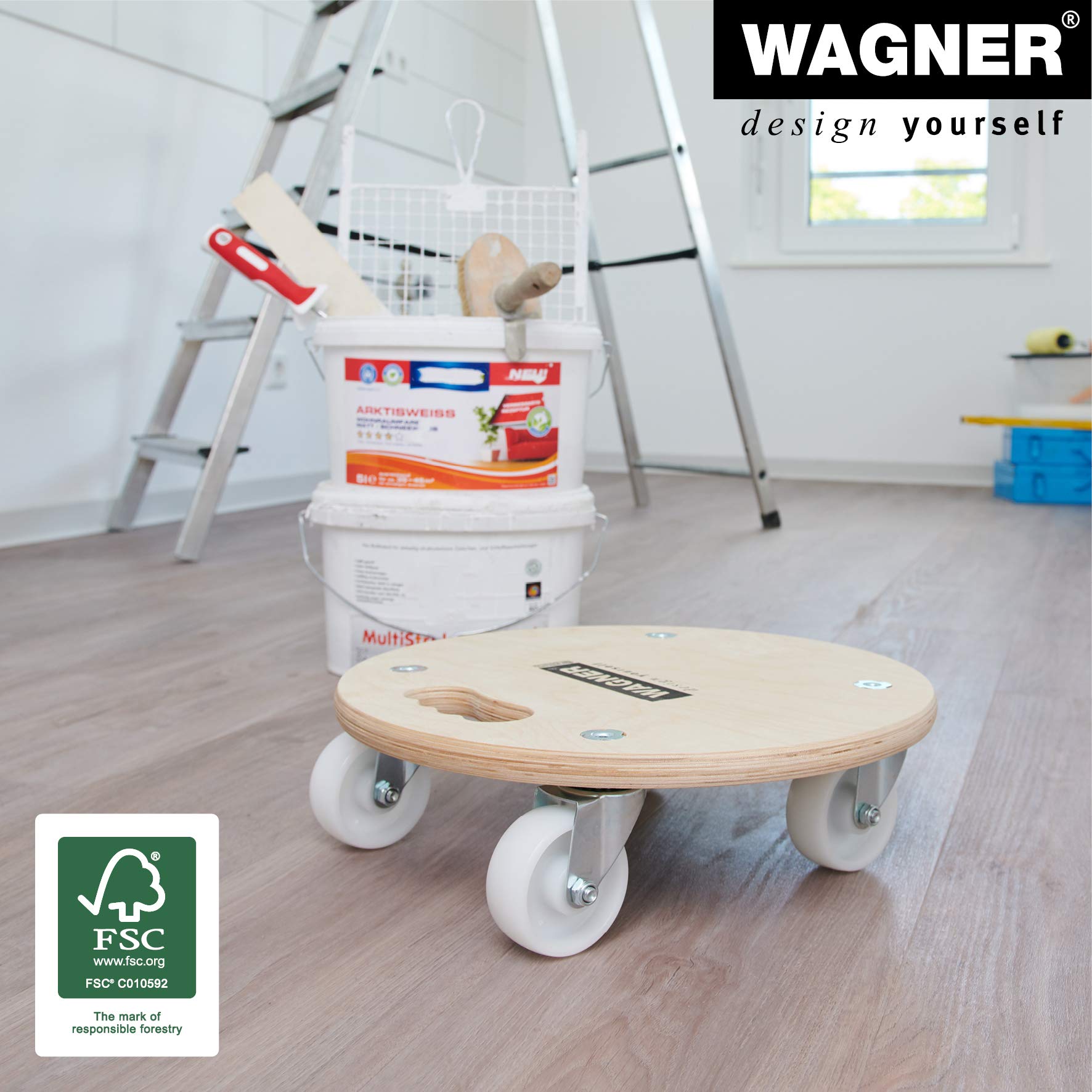 WAGNER Carrello da trasporto MM 1137 I Ø 38 cm I manico ergonomico - ideale per oggetti ingombranti, vasi e piante I portata 250 kg I molto mobile I certificato FSC® - 20113701