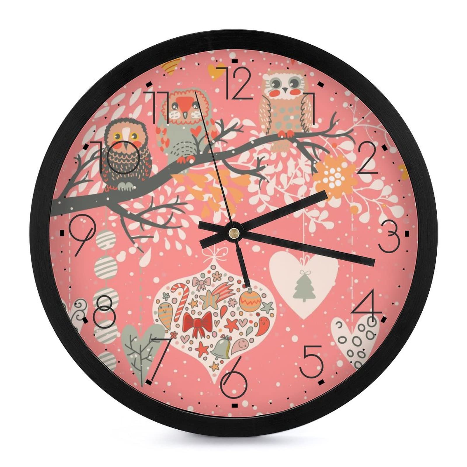 Pendule murale hibou moderne et silencieuse de 25.4cm pour decoration de bureau