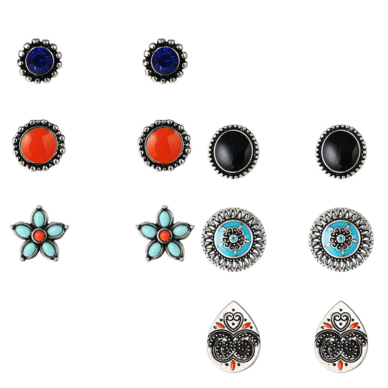 Young & Forever Gift Bohemian Silver Oxidised Earrings for Women Multicolour Enamel Flower Earrings for Girls (B072BSL4BJ) Amazon Price History, Amazon Price Tracker