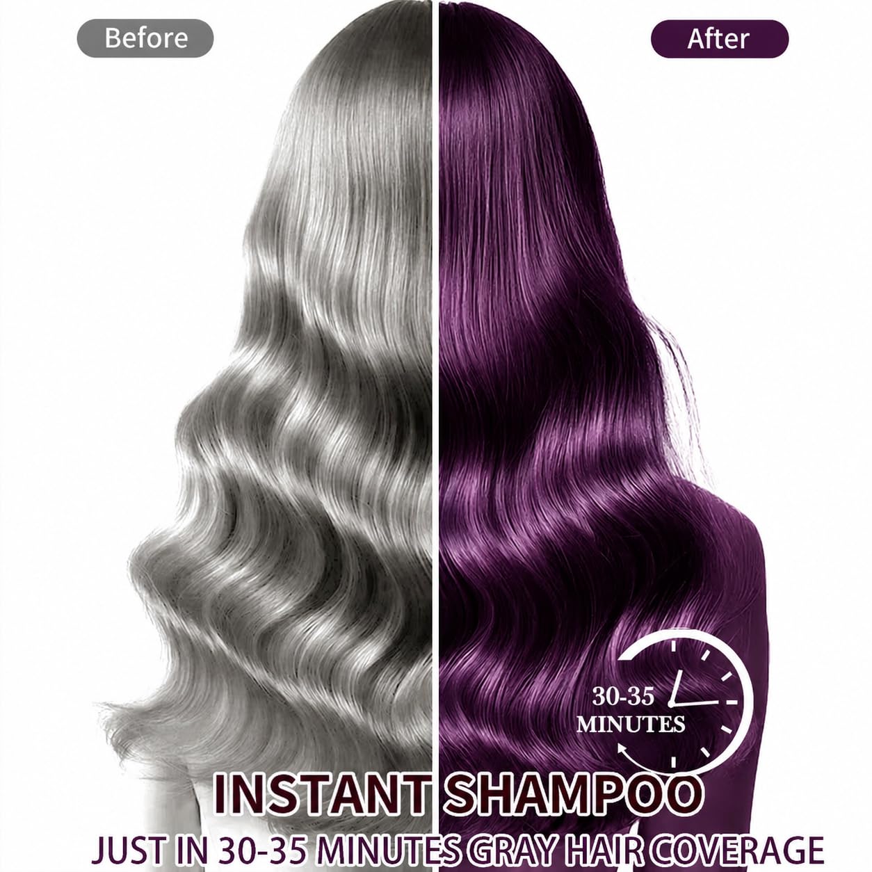 Purple Hair Dye Shampoo 3 w 1, szampon do farbowania włosów, fioletowy do siwych włosów, natychmiastowy szampon do farbowania włosów, dla mężczyzn i kobiet (500 ml)