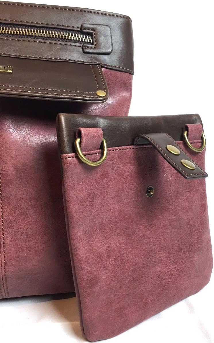 CHALA 2 in 1 Gemini Crossbody Purse/Fanny Pack with Mini Metal Keychain (Burgundy Feather)