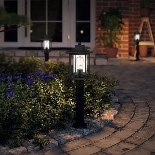 Miniatura 22 de Luces de poste al aire libre, linterna de poste exterior, lámpara de poste al aire libre, accesorio de iluminación de poste de camino con vidrio
