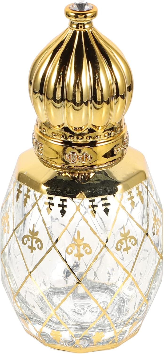 FOMIYES 8Ml Essential Oil Roller Bottle Middle Eastern Arabian Style Refillable Glass Perfume Container with Gold Cap for Travel and