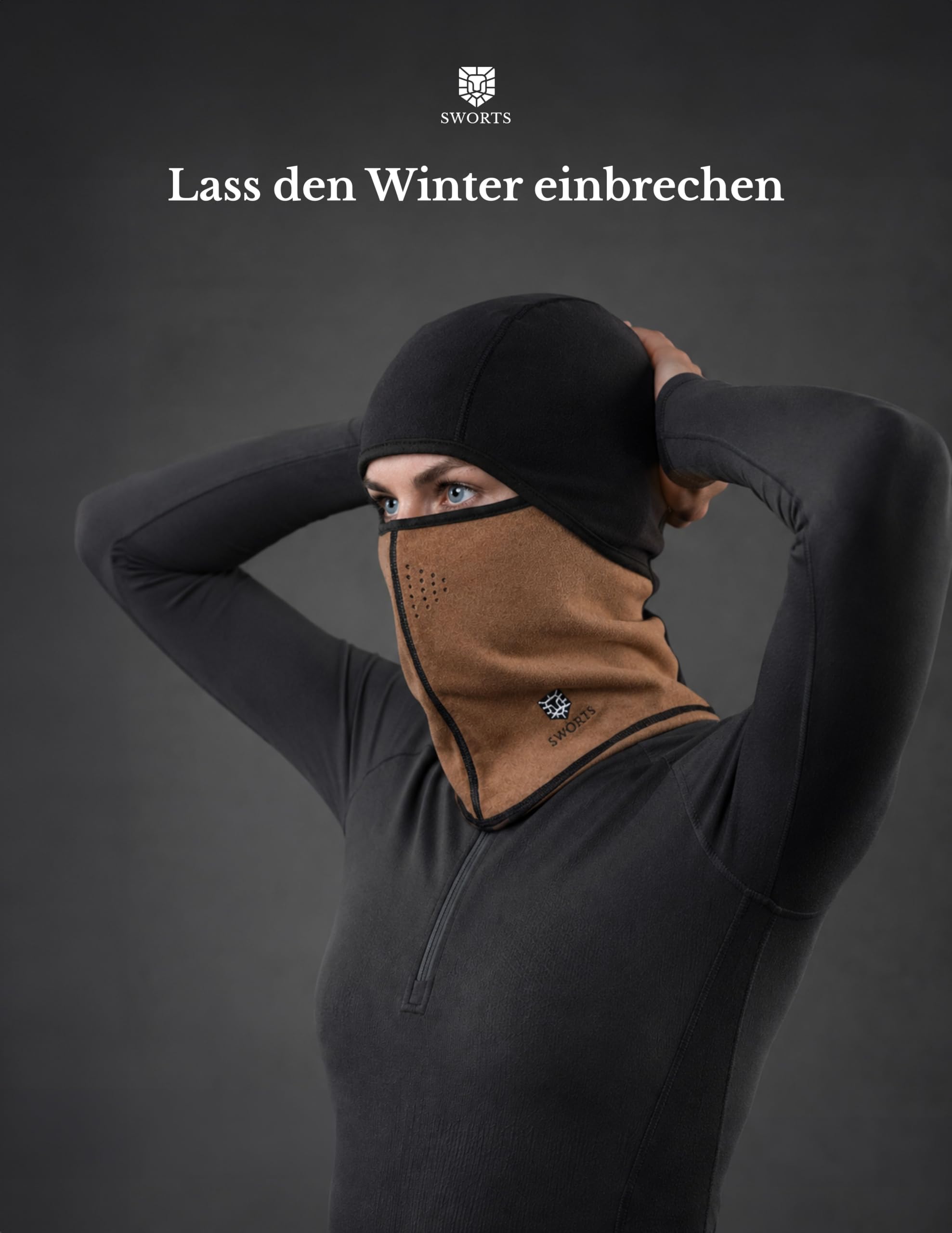 Cagoule thermique unisexe avec pores respiratoires pour sports d'hiver I Masque de ski en polaire ultra douce, marron, taille unique