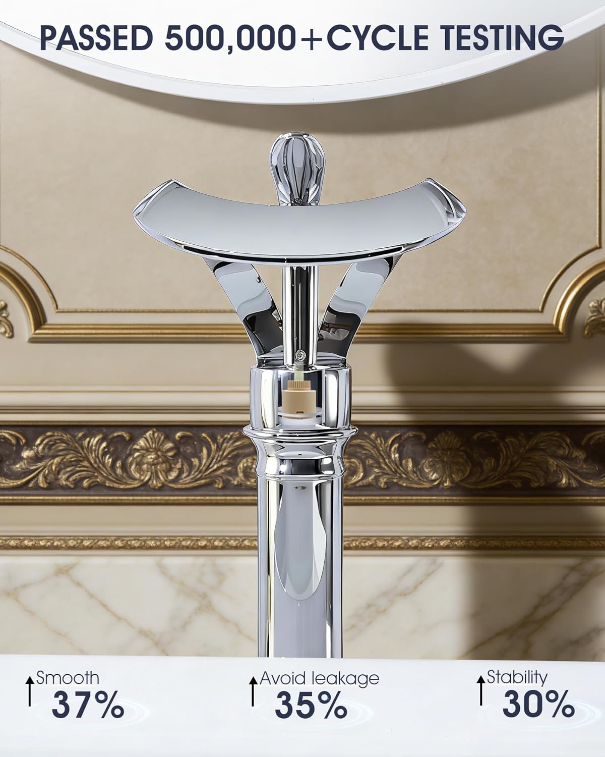 Elegant Bathroom Sink Faucet Single Hole,AUU Waterfall Chorme Vessel Sink Faucet Solid Brass,Single Handle Tall Bowl Sink Faucet with Pop Up Drian Supply Line (Chrome, Tall)