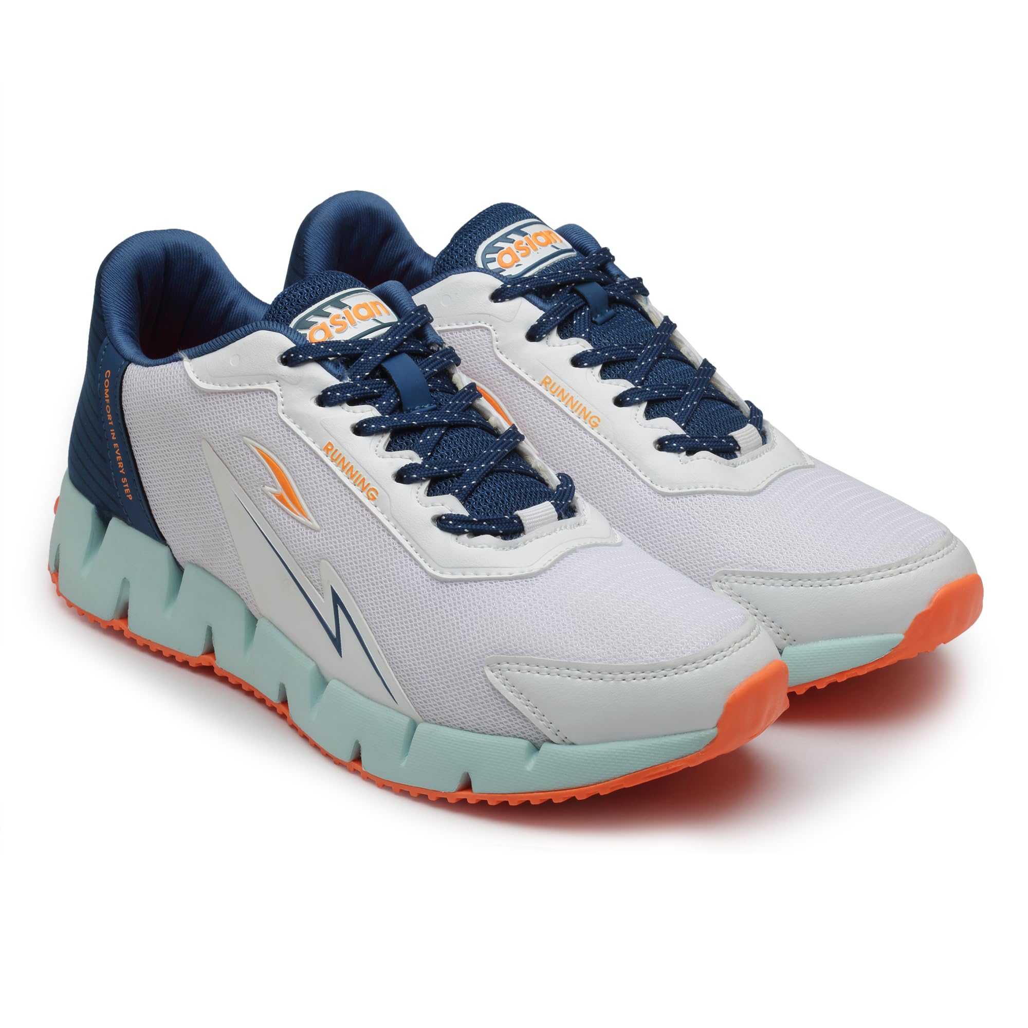 ASIAN Mens ZIGZAG-01 Sport Running,Walking,Gym Shoes with Cushioning Material,Extra Jump Lightweight Shoes TPR Outsole with Memory Foam Insole Casual Shoes for Mens & Boys White Orange (B0C172LX3K) Amazon Price History, Amazon Price Tracker