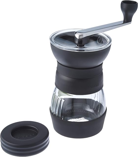Hario MMCS-2B Skerton PRO Coffee Mill | Large Adjustable Hand Coffee Grinder With Ceramic Burrs, Transparent & Black, 100g