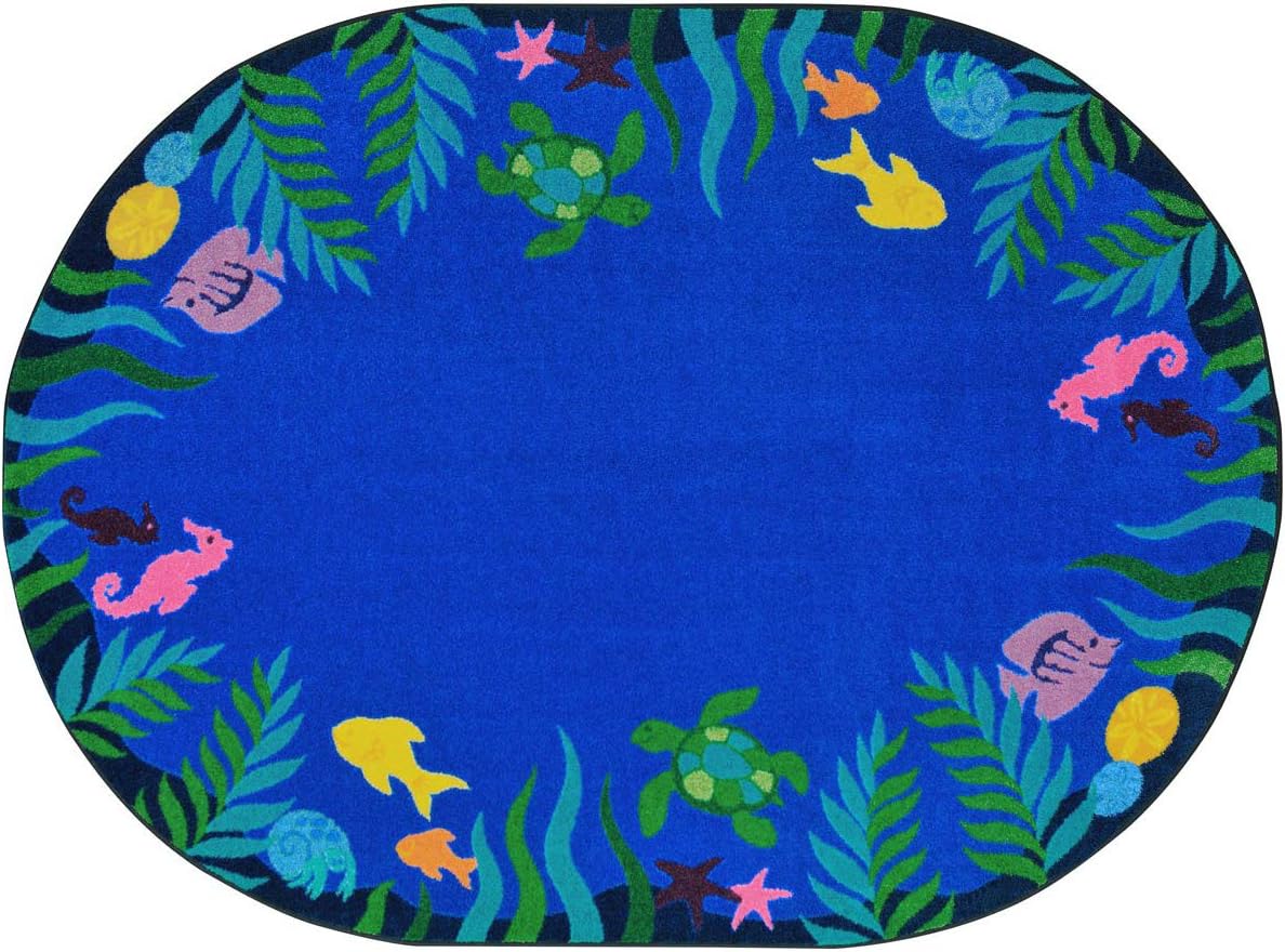 Joy Carpets Soothing Seas 5'4" x 7'8" Oval Area Rug in Color Multi