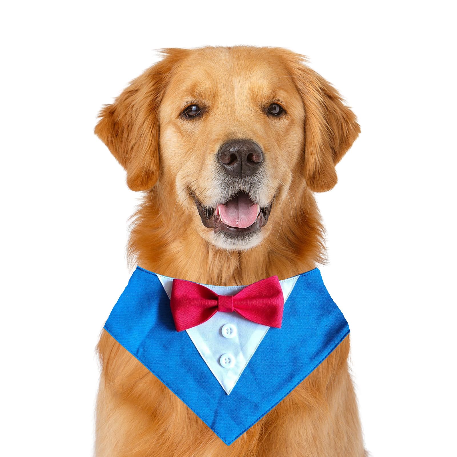 Dog Wedding Bandana,Formal Pet Tuxedo Bow Tie Triangular Scarf Adjustable Dog Birthday Party Bib Valentines Bowtie Scarf_S(Royal Blue)