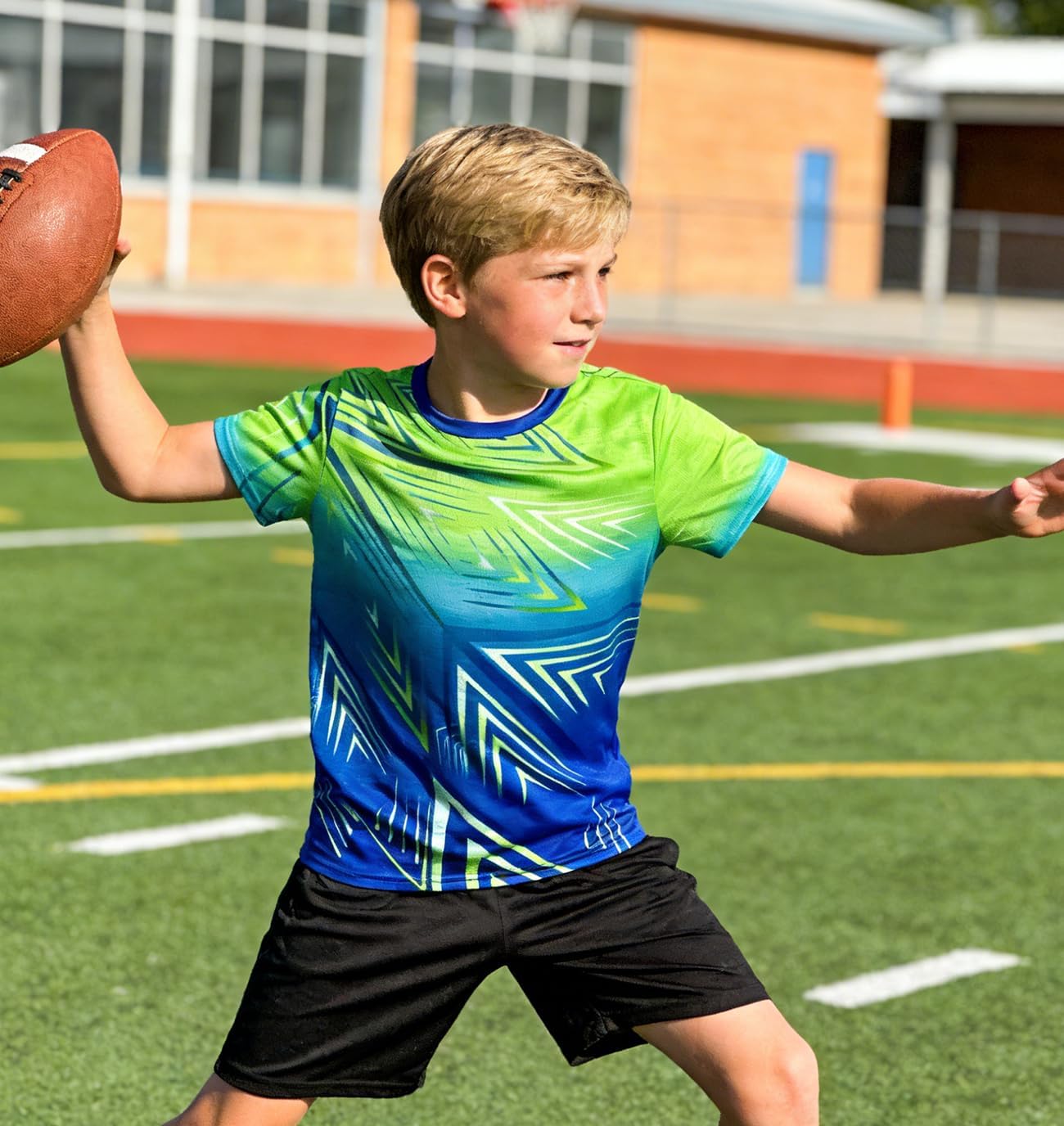 Lovekider Boys Athletic T-Shirt Dry Fit - Moisture Wicking Crew Neck Rash Guard Tees for Soccer, Gym, Sports, Size 7-14 - Image 3