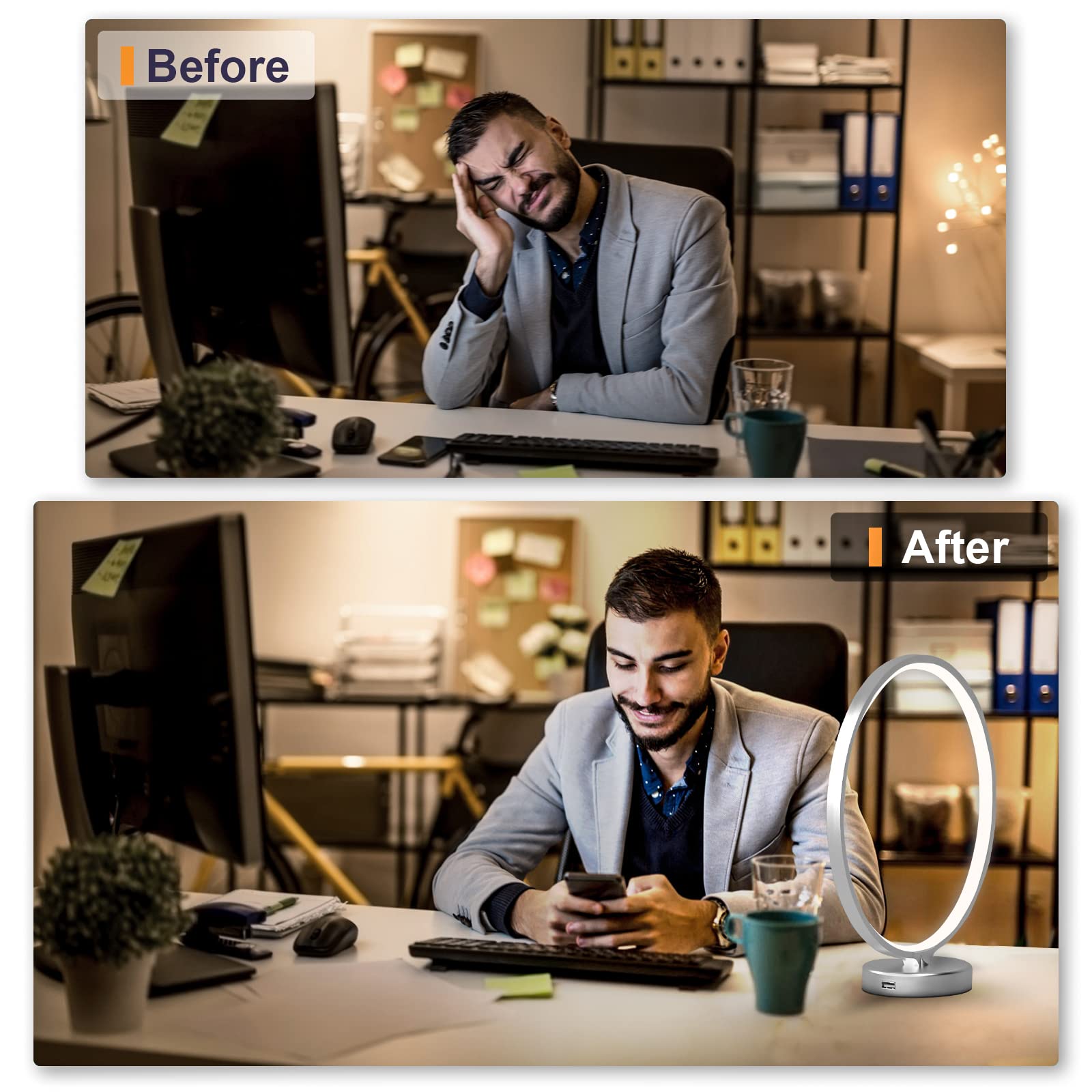 Lampe Triste 10 000 Lux 3 000 K-6 500 K USB Avec 3 Modèles De