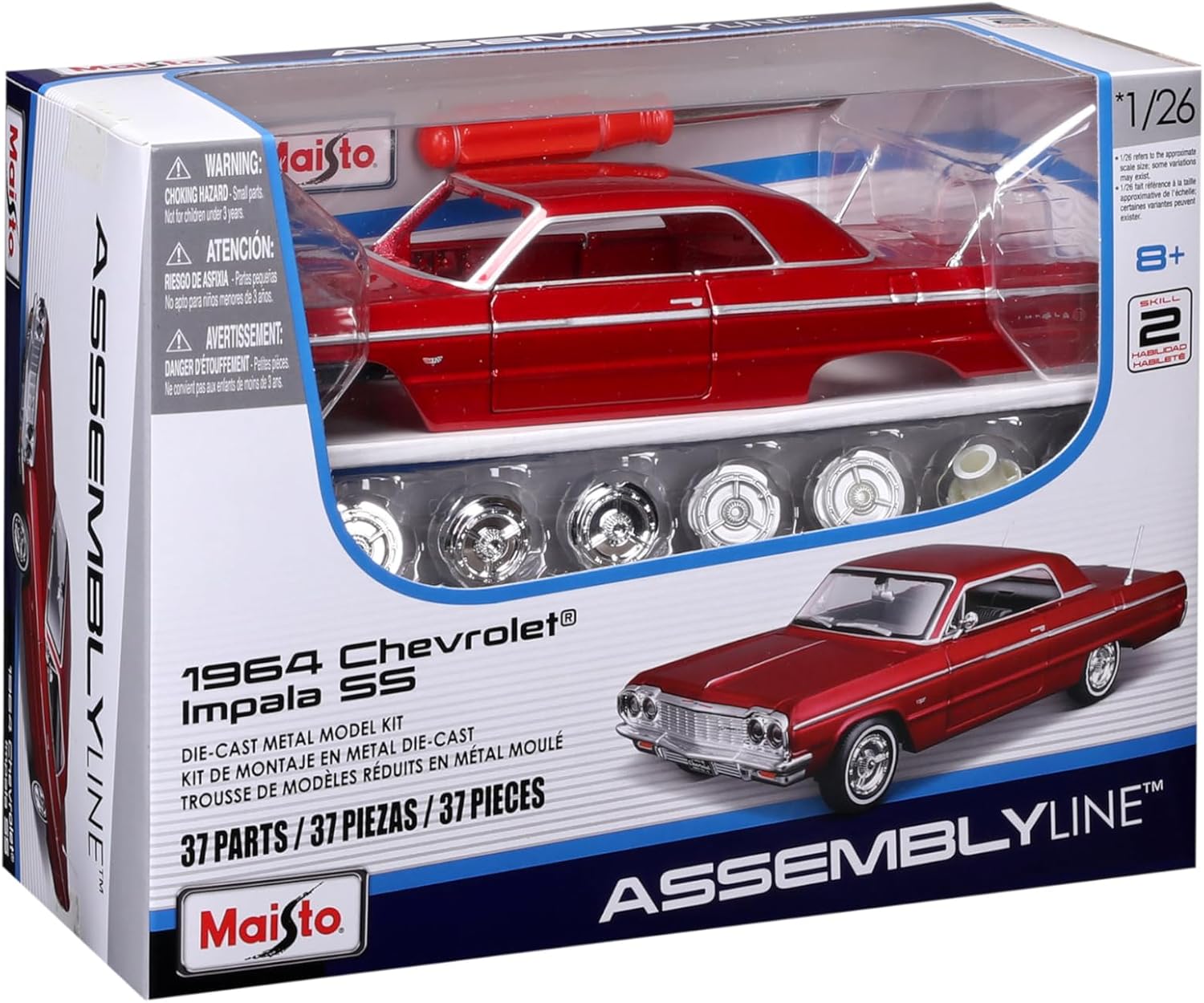 Maisto 1:24 Assembly Line 1964 Chevrolet Impala SS, Metallic Red