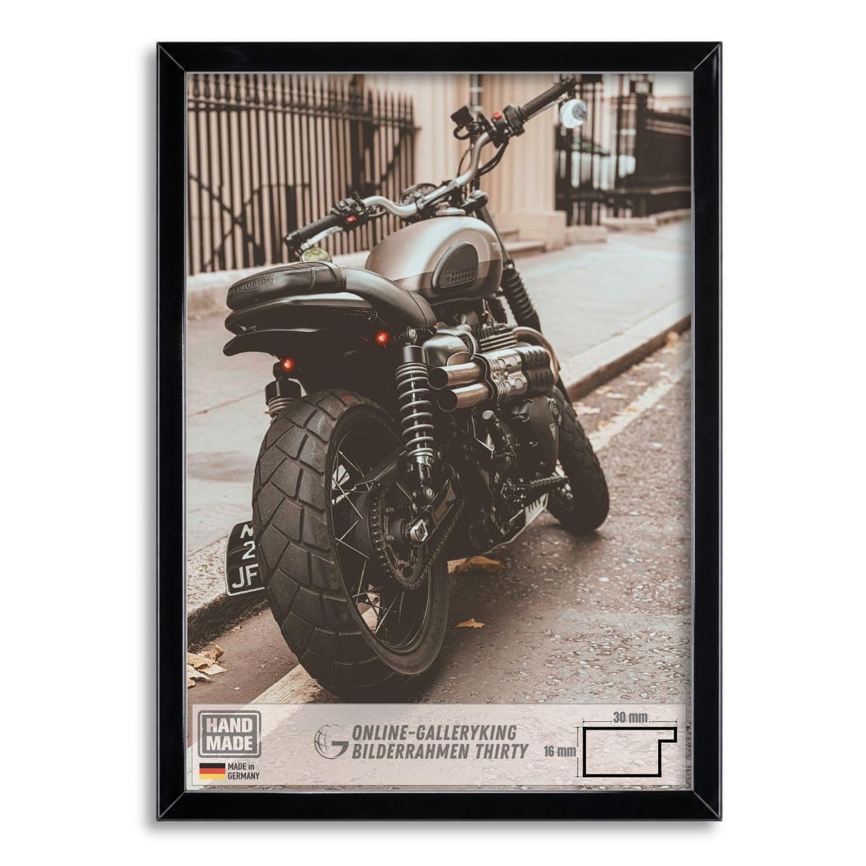 Online-GalleryKing OGK Thirty Bilderrahmen 61x132 cm Schwarz Hochglanz - Vollummantelter MDF-Rahmen (30 mm breit) mit Anti-Reflex Kunstglas - Bilder- & Fotorahmen handgefertigt in Deutschland