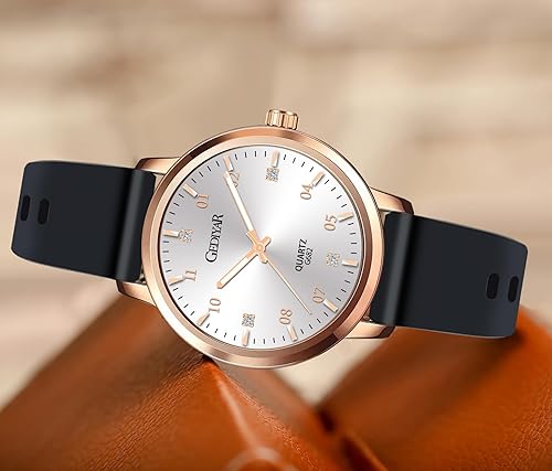 Miniatura 2 de Reloj de cuarzo, reloj de pulsera casual de moda para mujer con banda de silicona, marcadores de diamantes de imitación, relojes deportivos