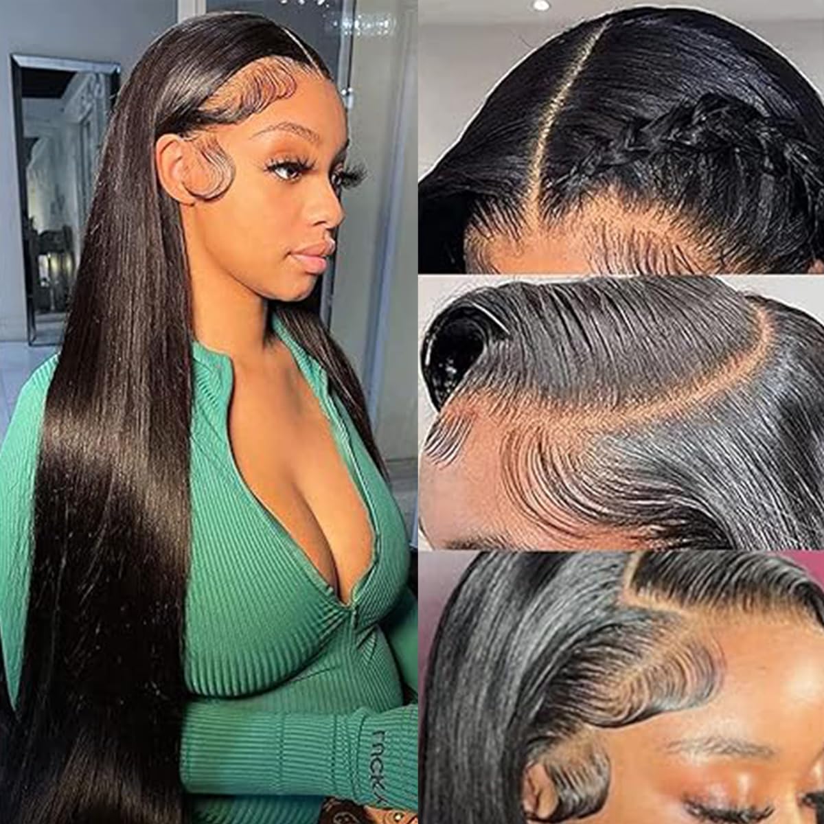 13x6 Closure Wig Glueless Wig Human Hair Lace Front Straight Wigs Glueless 13x6 Transparent Lace Closure Wigs Unprocessed Brazilian Virgin Human Hair Natural Black Color 22 Inch
