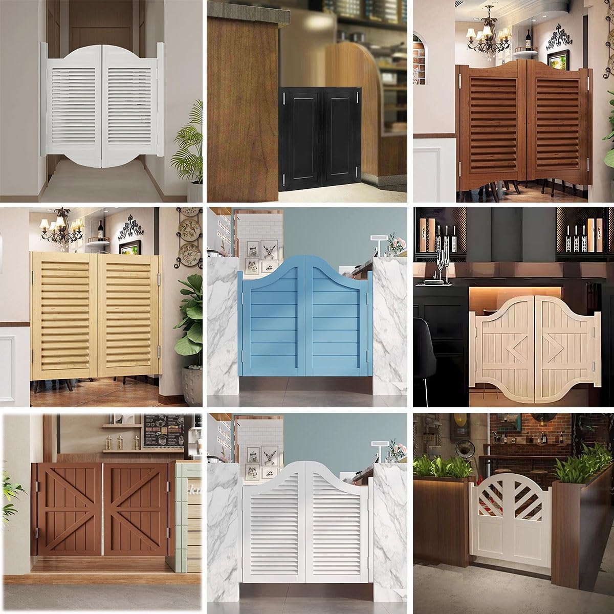 Puerta Batiente, Puerta Oscilante para Cafetería, Puertas Interior Madera Maciza，puertas Vaiven para Entrada, Cocina, Salón, Oficina 60cm 80cm 90cm 100cm Cierre Automático
