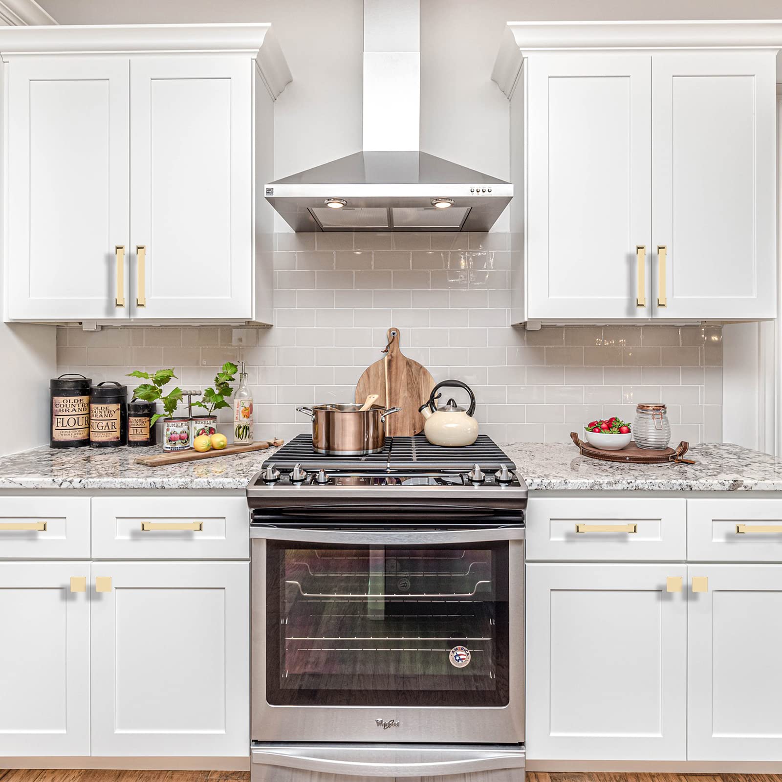 9BUILD 10 maniglie per armadietti da cucina in oro spazzolato, maniglie per armadietti da cucina, maniglie dorate, maniglie per armadietti, cassettiere, maniglie in ottone