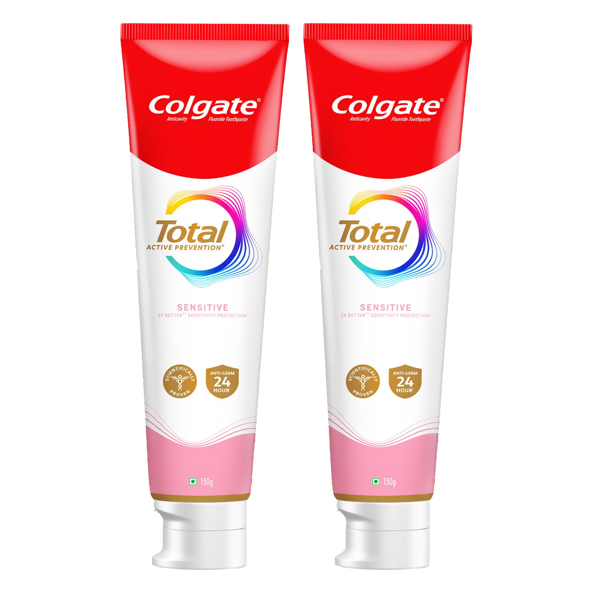Colgate Total Sensitive Toothpaste, Antibacterial Tooth Paste 300 gm (Pack of 2 x 150g)