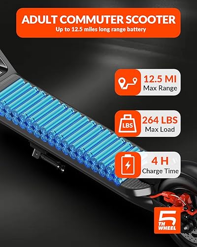 Miniatura 4 de 5TH WHEEL V20 Pro Scooter eléctrico, neumáticos sólidos de 10 pulgadas, motor de 350 W y 18 MPH, señales de giro y frenos duales, control de