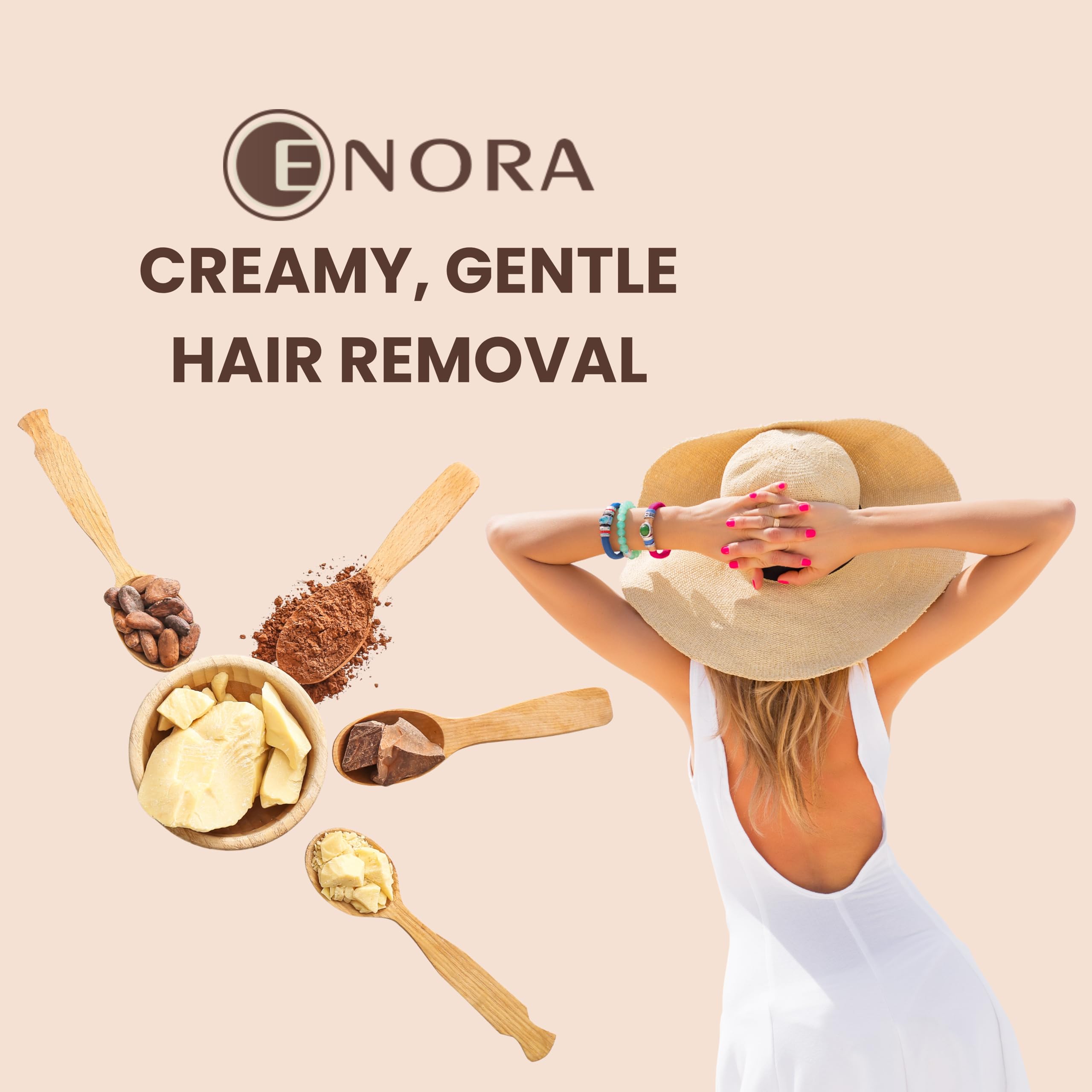 ENORA Brazilian Stripless Wax Beans for Women (50g) | With Wooden Spatula | Natural | For Face, Chin, Hairline, Bikini Area & Full Body Hair Removal (50 Gram, White Chocolate) 4