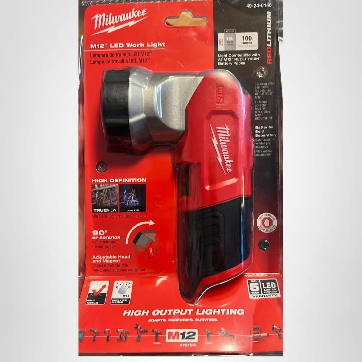Milwaukee 49-24-0146 M12 12-Volt LED Work Light Bare Tool - Portable Work Lights - Amazon.com Milwaukee 49-24-0146 M12 12-Volt LED Work Light Bare Tool - Portable Work Lights - Amazon.com