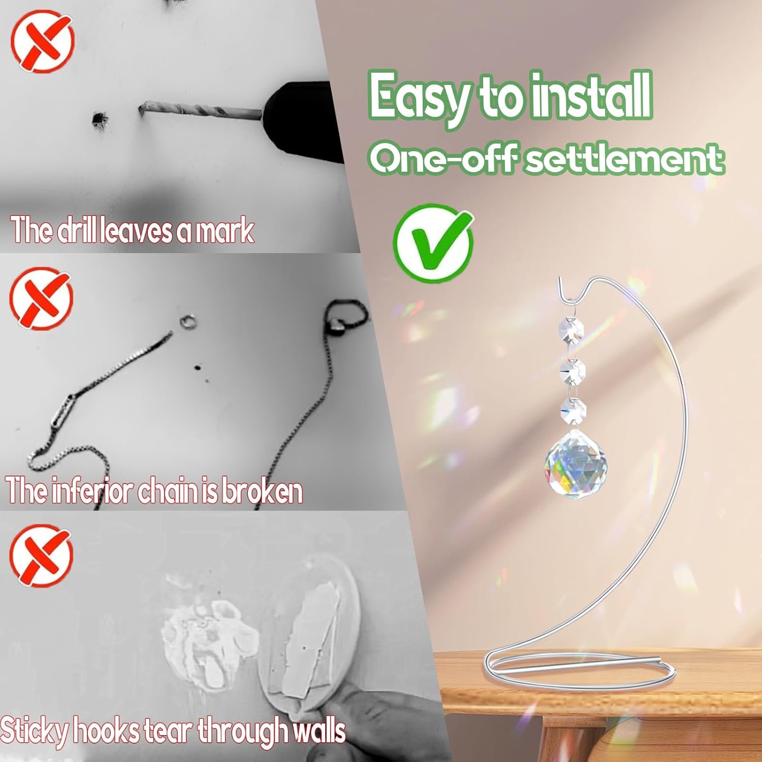 Sympathy Gifts for Loss of Loved One,Memorial Gifts for Loss of Mom Dad,40mm Crystal Suncatcher Idea is Suitable for Bereavement, in Memory, Condolences,Remembrance,with 9 Inch Silver Stand - Image 2