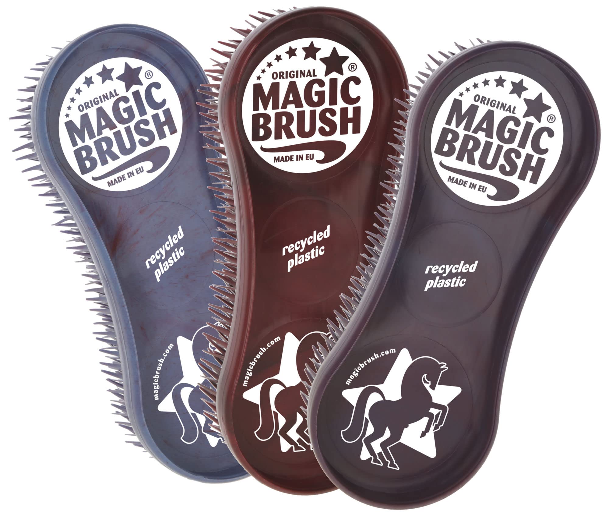 Kerbl Original Magic Brush Sets Horse Brush Horse Care Massage Brush Wildberry Recycled Set of 3 - Image 2