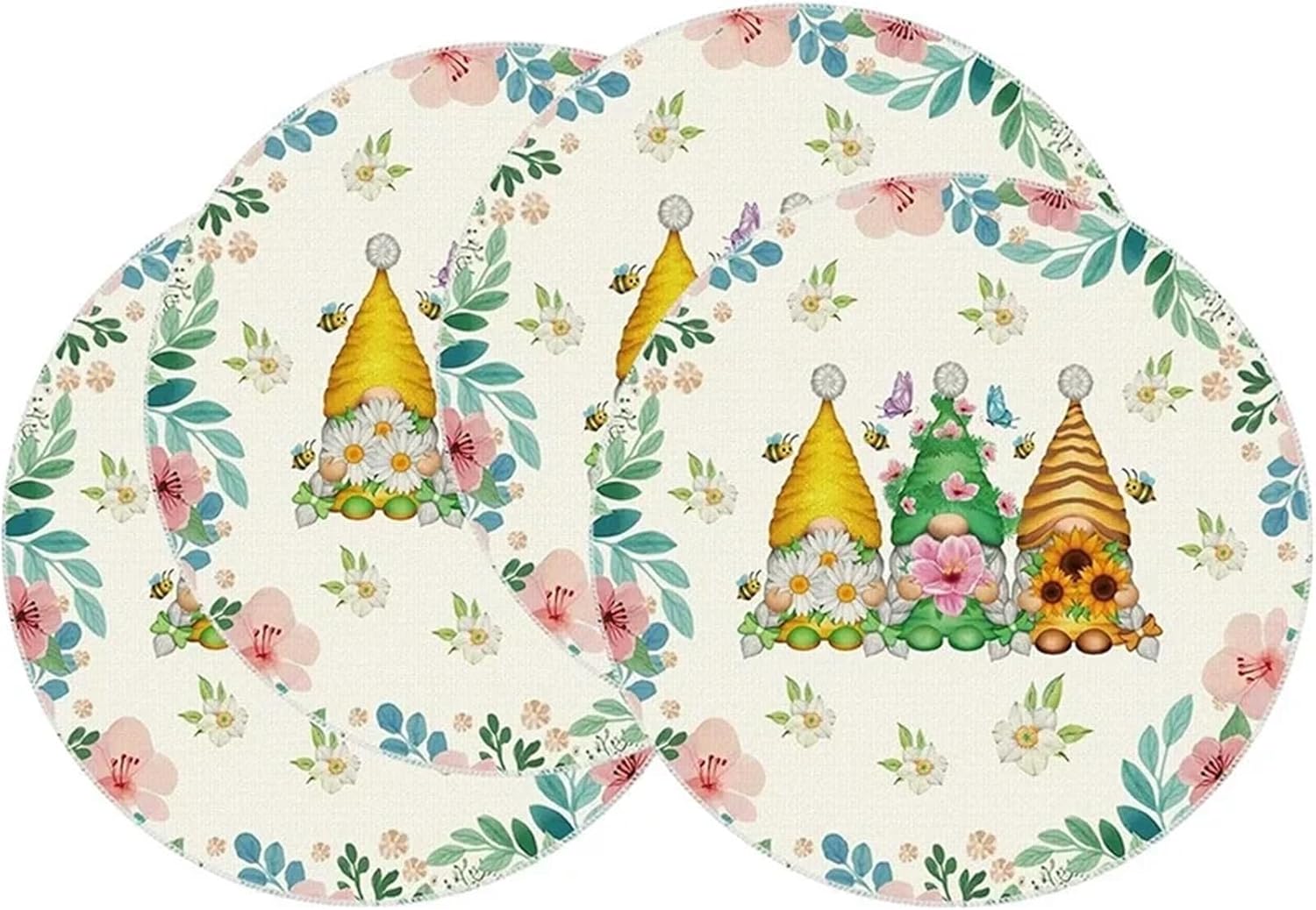 Hello Sunshine Sunflower Round Summer Placemats Set of 4, Spring Round Table Mats for Dining Decoration(12V)