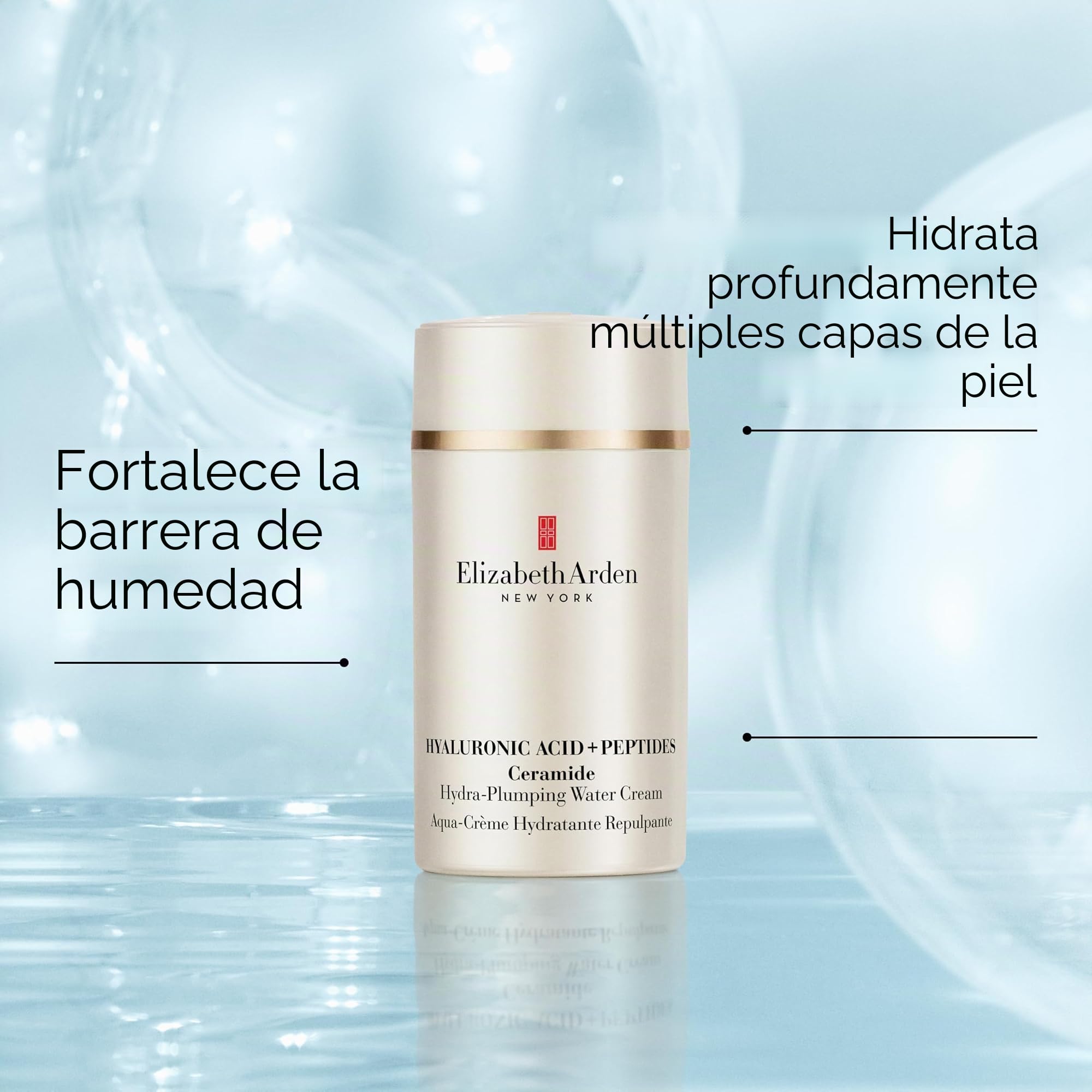 Elizabeth Arden - Crema Facial a Base de Agua con Ácido Hialurónico y Péptidos y Ceramidas, Crema Hidratante con 5D HA para una Piel más Firme, Rellena y Luminosa, Skincare para Todo Tipo de Piel