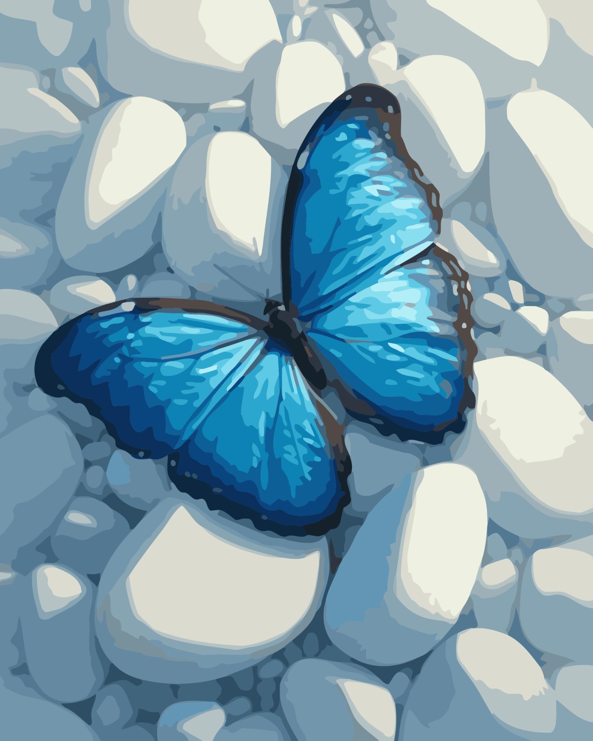 CaptainCrafts Paint by Numbers Painting by Number Kits for Adult DIY Oil Painting 16x20 Inch House Art Deco Crafts (Frameless, Lovely Blue Butterfly)
