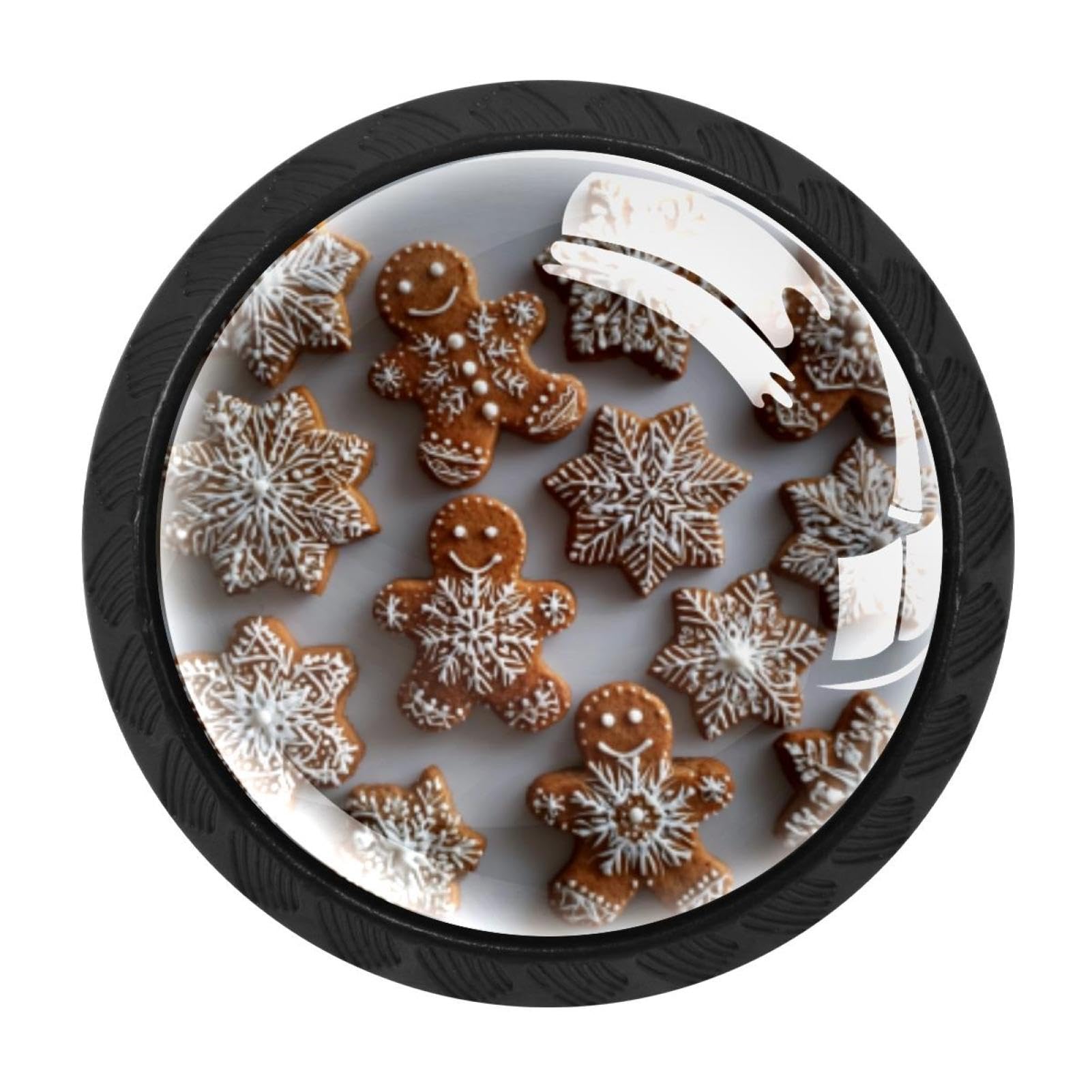 Chenzzzz Men's Multicolored 03 4 Pack Black Gingerbread Snowflakes (1) Kitchen Handles, Cabinet Pulls Hardware For Cupboard Drawer Knobs Dresser Pulls