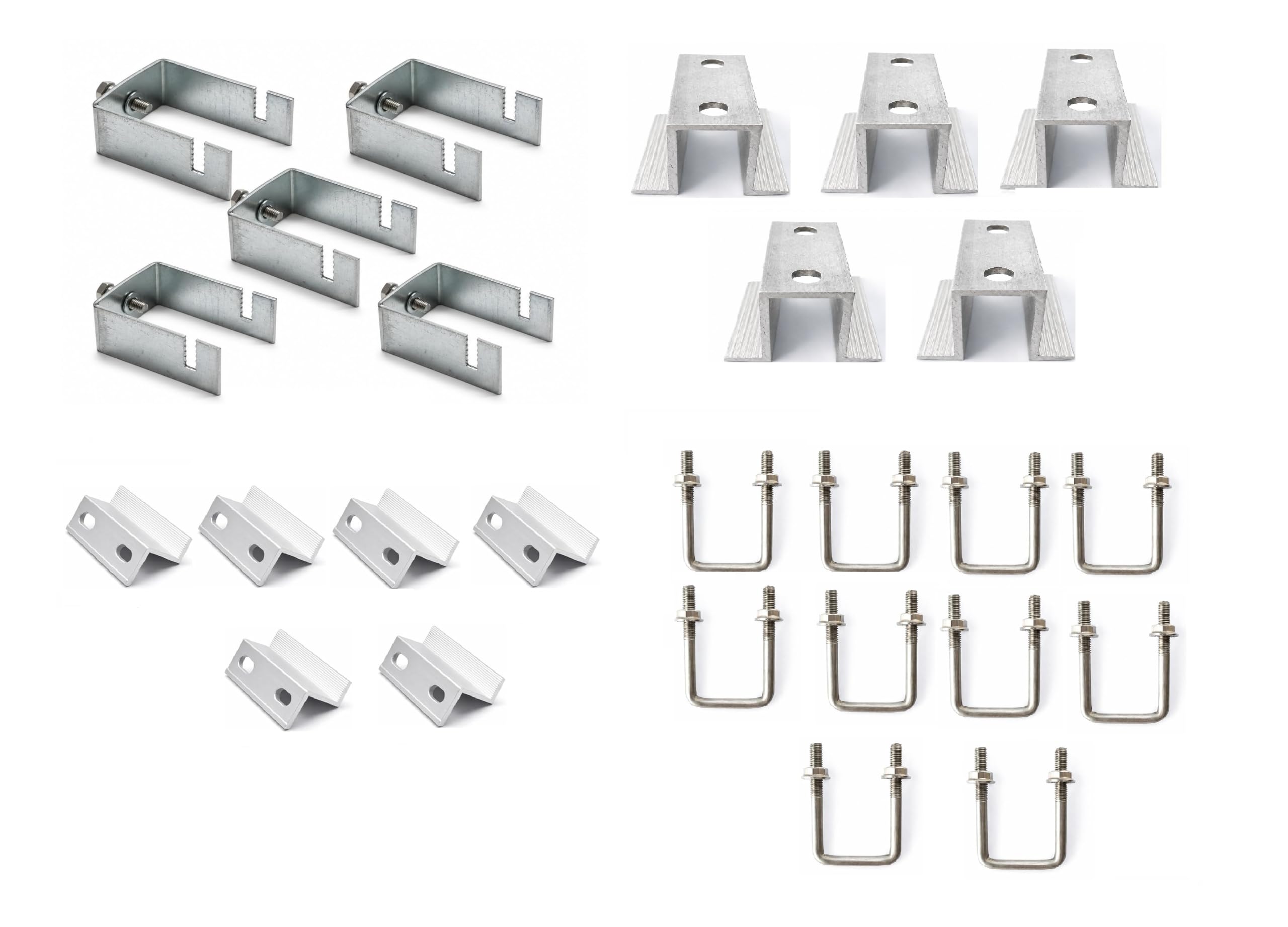 Solar Panel Fixing clamp Hardware kit, Rooftop Solar mounting, Pack Containg, 5 No Solar Grip, 5 Nos 30 * 75 mm Middle, 2 Nos 30 * 75 End Z Clamp, 20 Num U Bolt, for 30 mm Thick Solar Panel.-image-32