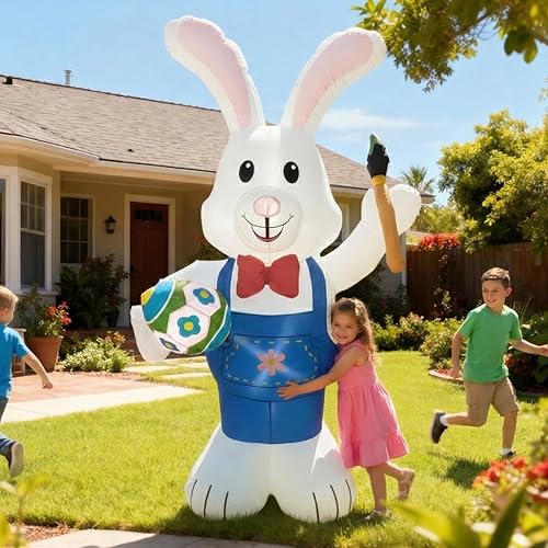 ZOOMATOOE 6ft Easter Inflatable Bunny with Paint Brush and Easter Egg, Blow Up R