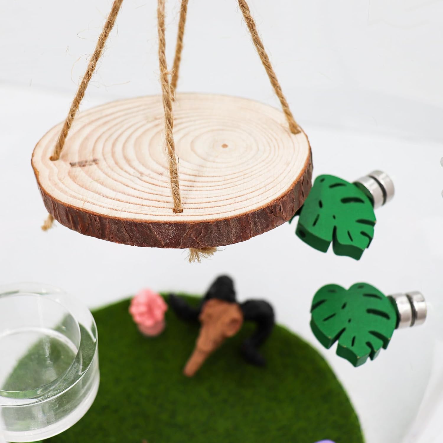 Jumping Spider Enclosure Accessories, Wooden Swing with Rope and Magnet, Jumping Spider Habitat Decor thumbnail