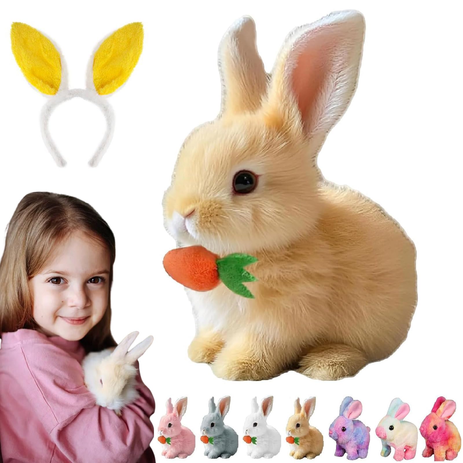 Knubbuf Lapin Interactif Bunnypal – Sauts, Oreilles Tremblantes, Son – Peluche Réaliste 18 Cm – Piles AA – Cadeau Pâques