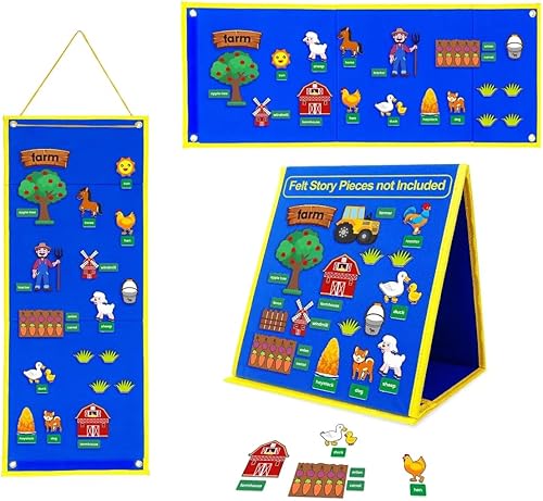 Tablero de fieltro plegable para niños pequeños, tabla de franela para preescolar, aprendizaje temprano, narración interactiva de historias de