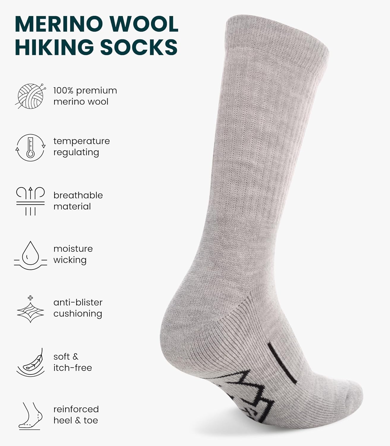 Merino Wool Socks for Men and Women Hiking Merino Wool Boot Socks Thermal Warm Crew Style Work