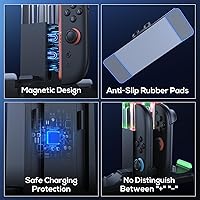 Vista 5 de FASTSNAIL Charging Dock Compatible with Switch 2 Joypad, Charging Stand for Switch 1/2 P Controller, Charging Orgnizer for Joycon 2 & for Pro Negro